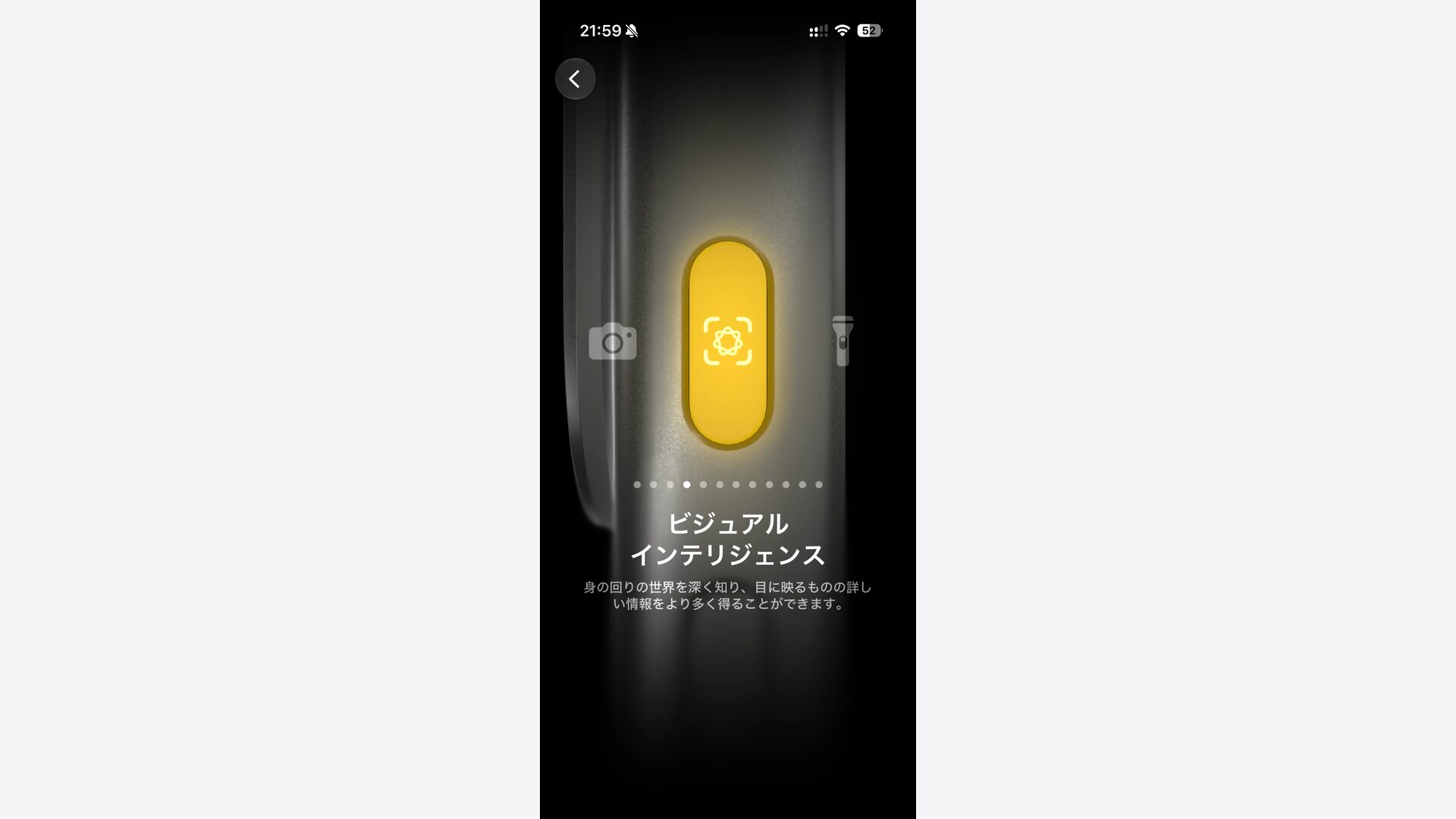 iPhoneの設定＞アクションボタンで「ビジュアルインテリジェンス」を選択している画面